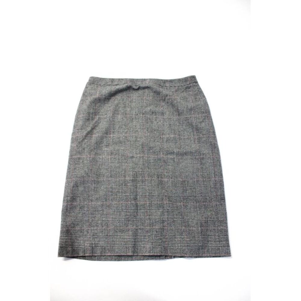 Brooks Brothers Womens Wool Plaid Zip Up Pencil Skirt Gray Size 10 Lot 2_4